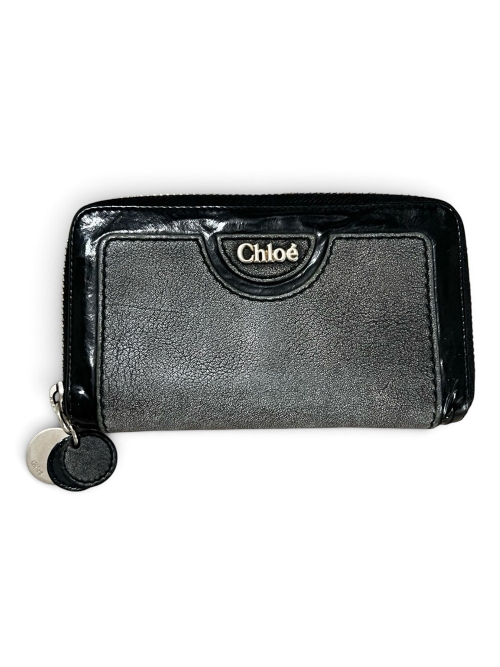 Chloé Vintage Zip-Around Continental Wallet - Black Distressed Leather
